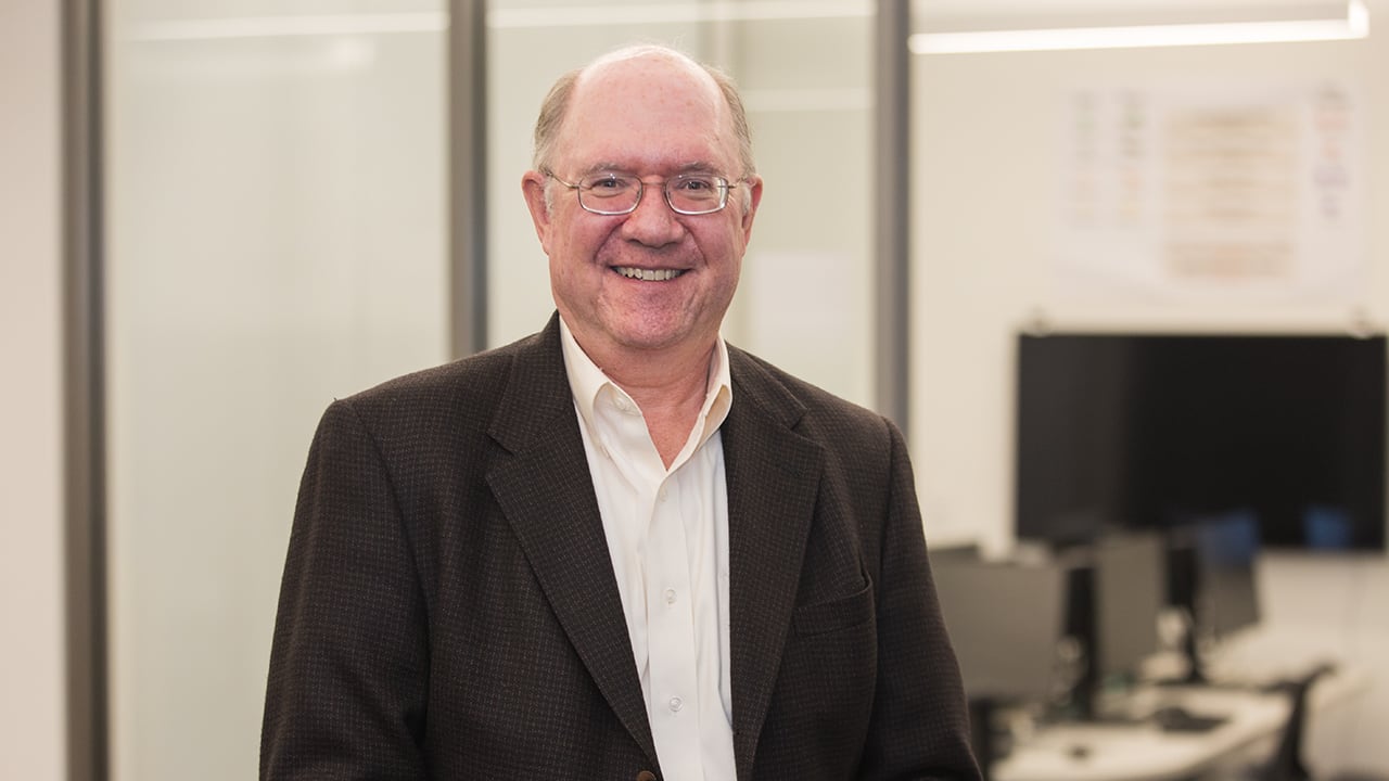 John Hollenbeck, Eli Broad Professor of Management, pictured in the team leadership lab in the Minskoff Pavilion.